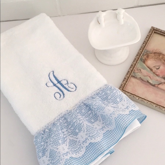 Personalized Hand Towel, Baby Gift, Embroidery, White Hand Towel, Initial A - Picture 2 of 6